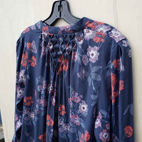 Free People Blue Pebble Crepe Bouse - Boho - XS - Picture 16 of 16